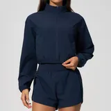 Indigo Blue Breathable Yoga Women's Stand Collar Jacket Quick Dry