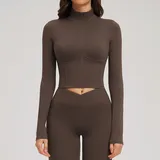 Coffee Running Women's Stand Collar Jacket Bare Feel Fitted