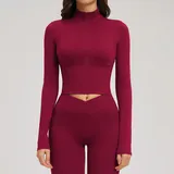 Cherry Red Running Women's Stand Collar Jacket Bare Feel Fitted