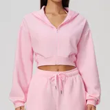 WJ5555-3 · Falling Blossom Pink Falling Blossom Pink Women's Slimming Fitness Hooded Workout Active Jacket Fitted