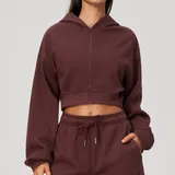 Wine Red Women's Slimming Fitness Hooded Workout Active Jacket Fitted
