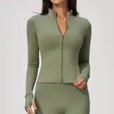 WJ6116-3 · Army Green Army Green Women's Running Zip Up Jacket Long Sleeve Breathable