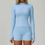 WJ6116-8 · Sky Blue Sky Blue Women's Running Zip Up Jacket Long Sleeve Breathable