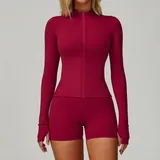 WJ6116-9 · Rose Red Rose Red Women's Running Zip Up Jacket Long Sleeve Breathable