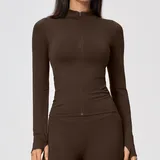 WJ7755-11 · Ink Brown Ink Brown Seamless Women's Stand Collar Jacket Thermal Windproof Fitted