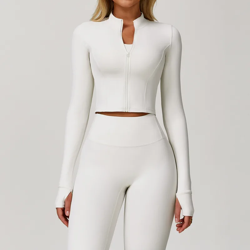 Women's Zip Up Workout Jacket Long Sleeve Slimming