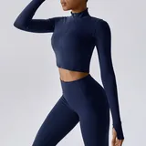 Badge Blue Women's Zip Up Workout Jacket Long Sleeve Slimming