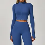 WJ8047-9 · Midnight Blue Midnight Blue Women's Zip Up Workout Jacket Long Sleeve Slimming