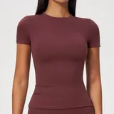 Wine Red Women's Running Performance Workout Active Jacket Short Sleeve