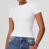 WJ8455-4 · Swan White Swan White Women's Running Performance Workout Active Jacket Short Sleeve