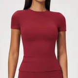 Cherry Red Women's Running Performance Workout Active Jacket Short Sleeve