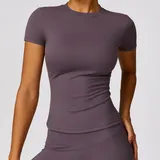 WJ8455-9 · Eggplant Purple Eggplant Purple Women's Running Performance Workout Active Jacket Short Sleeve