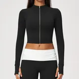 WJ9666-2 · Meteorite Black Meteorite Black Women's Running Stand Collar Jacket Long Sleeve Breathable