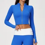 WJ9666-3 · Electric Blue Electric Blue Women's Running Stand Collar Jacket Long Sleeve Breathable