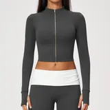 WJ9666-4 · Inkstone Grey Inkstone Grey Women's Running Stand Collar Jacket Long Sleeve Breathable