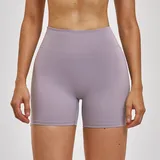 Hyacinth Purple Women's Brushed Yoga Workout Shorts High Waist Fitted