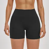 Jet Black Women's Brushed Yoga Workout Shorts High Waist Fitted