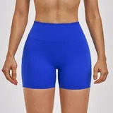 WS2546-3 · Flame Blue Flame Blue Women's Brushed Yoga Workout Shorts High Waist Fitted