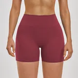 WS2546-4 · Retro Red Retro Red Women's Brushed Yoga Workout Shorts High Waist Fitted