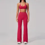 WS2557-3 · Vivid Red Vivid Red Women's Seamless Fitness Yoga Activewear Set Backless Fitted