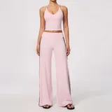 Water Pink Women's Backless Running Active Yoga Set V Neck
