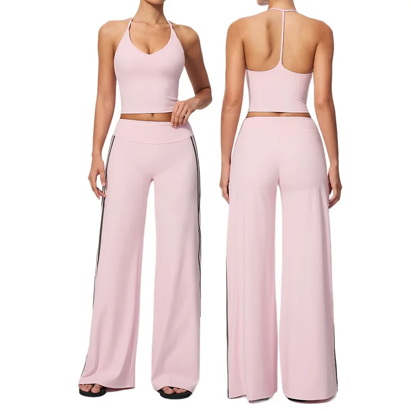 Women's Backless Running Active Yoga Set V Neck