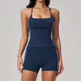 Badge Blue Women's Running Yoga Activewear Set Tummy Control Fitted