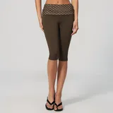 Brown White Dot Women's Brushed Running Yoga Workout Shorts Capri Length