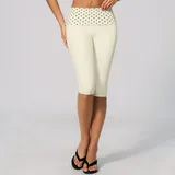Cream Black Dot Women's Brushed Running Yoga Workout Shorts Capri Length