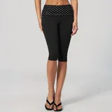 Black White Dot Women's Brushed Running Yoga Workout Shorts Capri Length