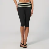WS4549-4 · Black Stripe Black Stripe Women's Brushed Running Yoga Workout Shorts Capri Length