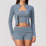 WS4556-1 · Royal Blue White Royal Blue White Women's Breathable Slimming Yoga Activewear Set 3 Piece