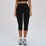 WS5529-2 · Jet Black Jet Black Women's Running Yoga Workout Shorts Brushed Slimming Fitted