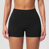 Jet Black Women's Running Yoga Shorts Brushed Bare Feel Fitted