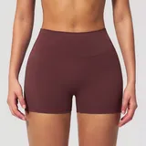 Wine Red Women's Running Yoga Shorts Brushed Bare Feel Fitted