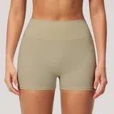 Warm Khaki Women's Running Yoga Shorts Brushed Bare Feel Fitted