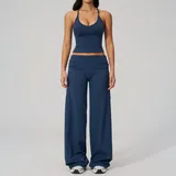 Badge Blue Backless Fitted Women's Yoga Activewear Set Workout