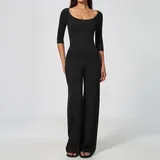 WS5575-2 · Jet Black Jet Black Women's Yoga Set Tummy Control Deep V Fitted