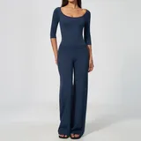 WS5575-3 · Badge Blue Badge Blue Women's Yoga Set Tummy Control Deep V Fitted