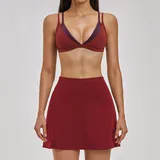 Red Bean Women's Layered Running Fitness Yoga Activewear Set Backless
