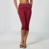 Cherry Red Women's Fitted Running Yoga Shorts Capri Length Brushed