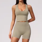 WS7655-1 · Terracotta Terracotta Women's Seamless Running Yoga Set Quick Dry Breathable