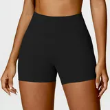 WS8518-2 · Jet Black Jet Black Women's Brushed Fitted Yoga Workout Shorts High Waist