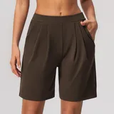 WS8793-5 · Espresso Black Espresso Black Women's Brushed Running Performance Workout Shorts Mid Length