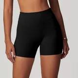 Jet Black Women's Stretch Running Yoga Workout Shorts Brushed Fitted