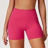 Raspberry Red Women's Stretch Running Yoga Workout Shorts Brushed Fitted