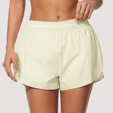 WS9615-1 · Cream Almond Cream Almond Women's Brushed Layered Yoga Shorts Anti-Chafing Relaxed