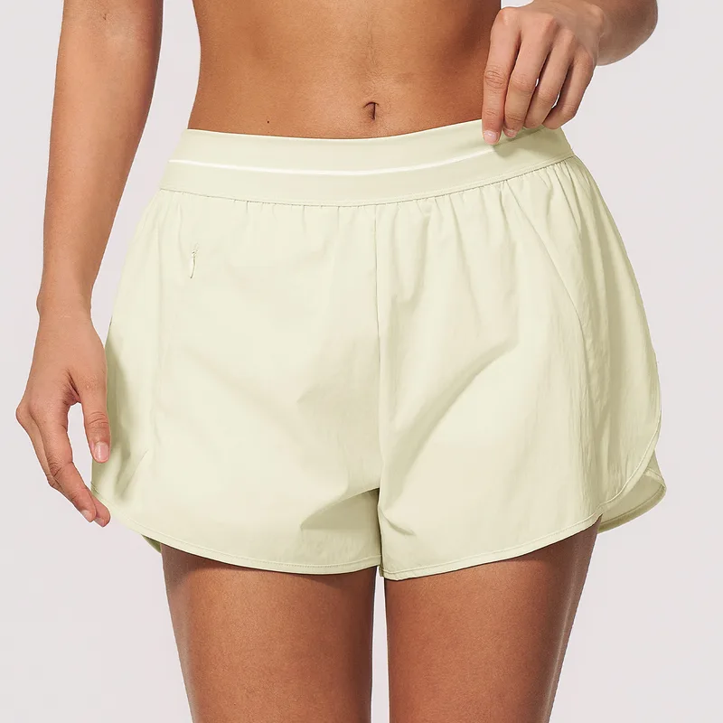 Women's Brushed Layered Yoga Shorts Anti-Chafing Relaxed