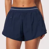 WS9615-2 · Indigo Blue Indigo Blue Women's Brushed Layered Yoga Shorts Anti-Chafing Relaxed