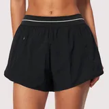 WS9615-4 · Jet Black Jet Black Women's Brushed Layered Yoga Shorts Anti-Chafing Relaxed